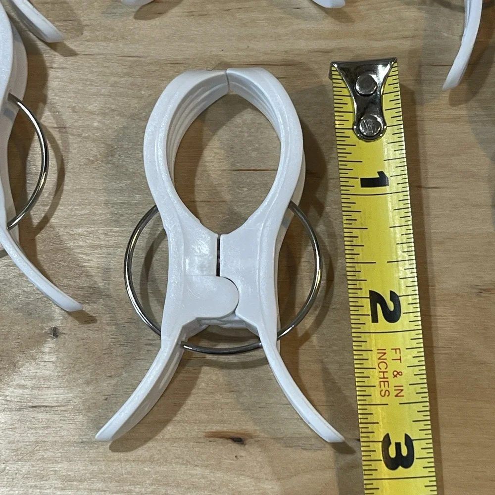 Lot Of 24 White Plastic Clips Beach Towel Clamps Windproof Quilt Blanket Hanging